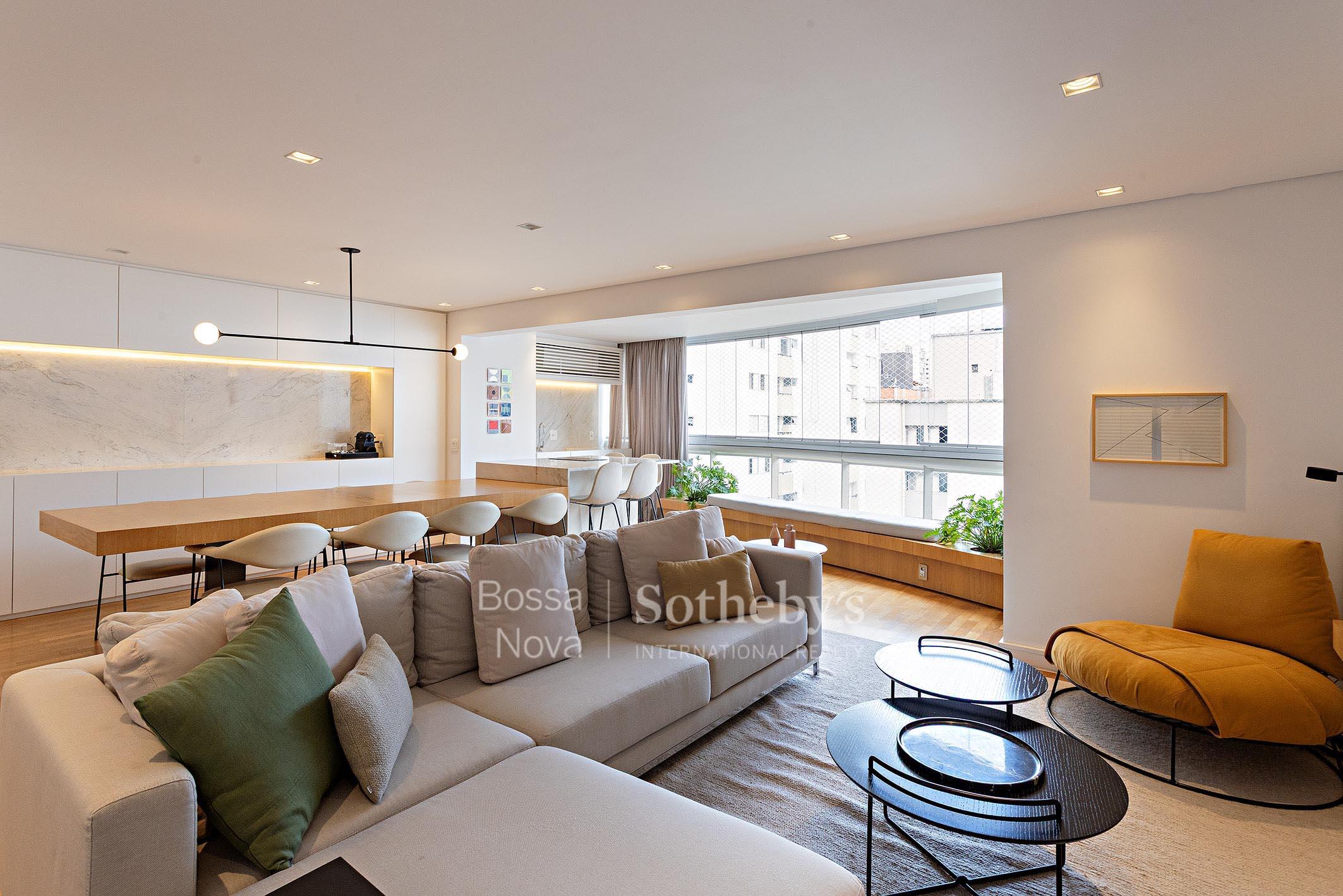 Living com terraço integrado e acabamentos sofisticados em condomínio completo e localização privilegiada