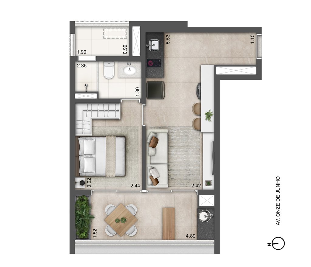 Planta do empreendimento YBY Ibirapuera Urban Home