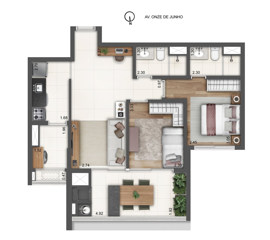 Planta do empreendimento YBY Ibirapuera Urban Home