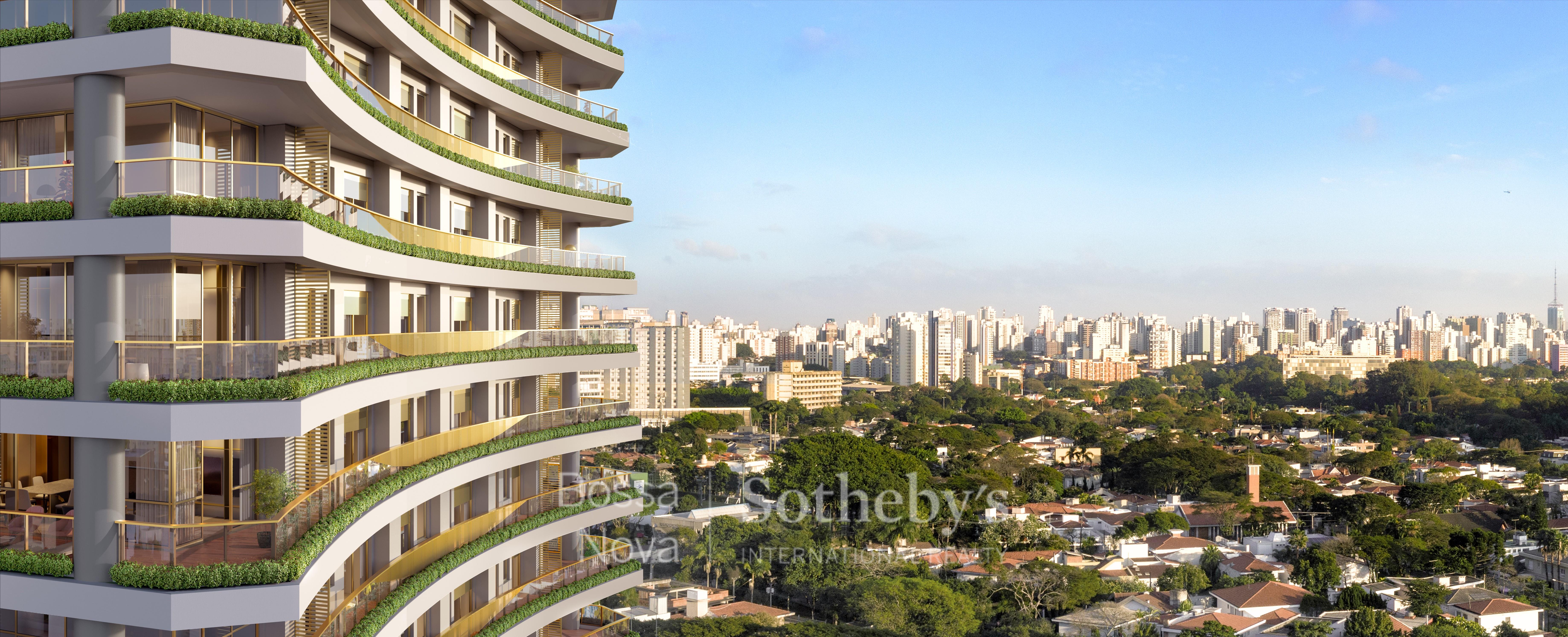 Apartamento em andar alto com interiores assinados pela Versace Home, em Moema